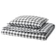 EKTANDVINGE Duvet cover and pillowcase, anthracite white/check, 150x200/50x60 cm