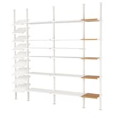 ELVARLI Open storage combination, white/bamboo, 262x36x222-350 cm