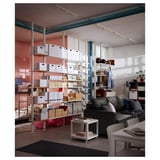 ELVARLI Open storage combination, white/bamboo, 262x36x222-350 cm
