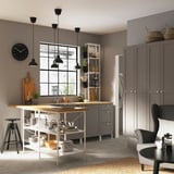 ENHET Hi cb w 4 shlvs/door, grey/grey frame, 30x32x180 cm