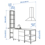 ENHET Kitchen, anthracite/white, 243x63.5x241 cm