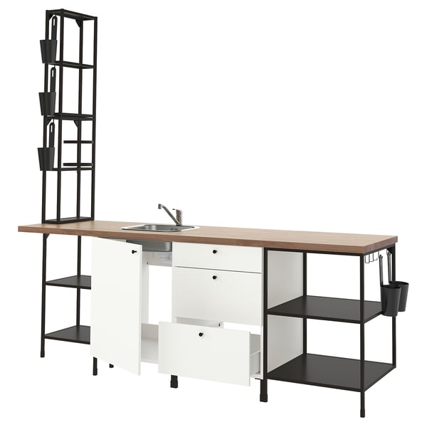 ENHET Kitchen, anthracite/white, 243x63.5x241 cm