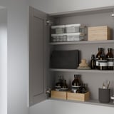 ENHET Mirror cabinet with 2 doors, grey/grey frame, 60x17x75 cm