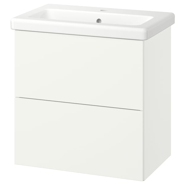 ENHET / TVÄLLEN Wash-stnd w drawers/wash-basin, white, 64x43x65 cm