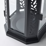 ENRUM Lantern f block candle, in/outdoor, black, 28 cm