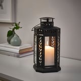 ENRUM Lantern f block candle, in/outdoor, black, 28 cm