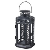 ENRUM Lantern f block candle, in/outdoor, black, 28 cm