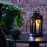 ENRUM Lantern f block candle, in/outdoor, black, 28 cm