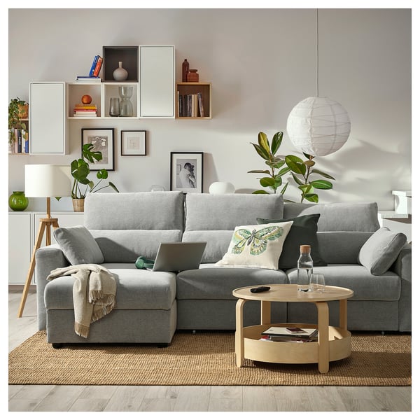 ESKILSTUNA 3-seat sofa with chaise longue, Tallmyra white/black