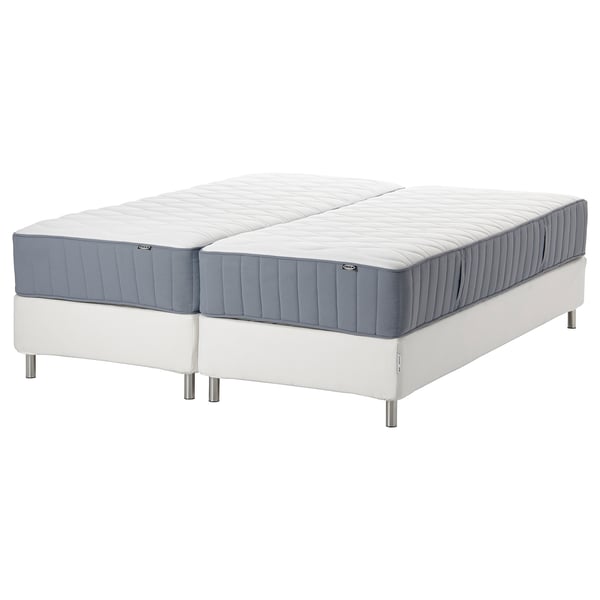 ESPEVÄR/VÅGSTRANDA Divan bed, white/firm/medium firm light blue, 180x200 cm