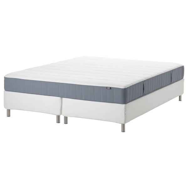 ESPEVÄR/VESTERÖY Divan bed, white/medium firm light blue, 160x200 cm