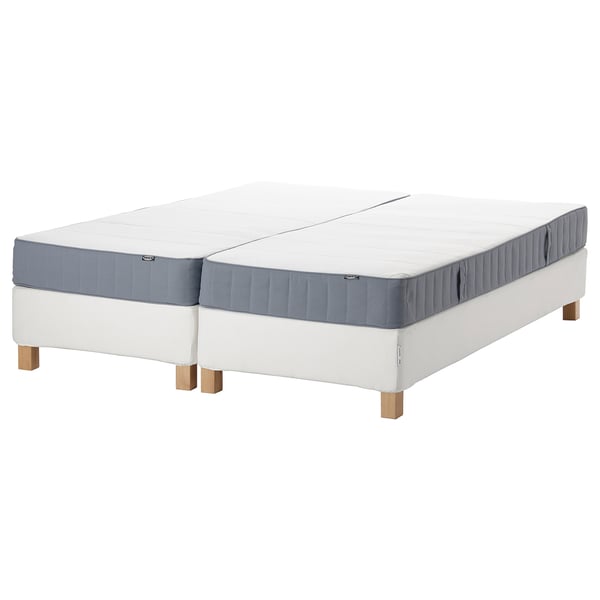 ESPEVÄR/VESTMARKA Divan bed, white/firm/medium firm light blue, 180x200 cm
