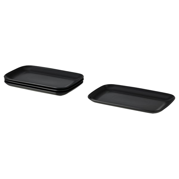 FÄRGKLAR Plate, matt dark grey, 30x18 cm