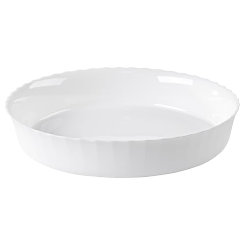 FISKTÄRNA: round white dish, smooth glass, simple design.