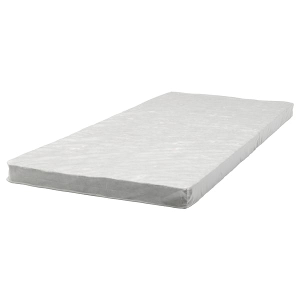 A white FÖLUNGEN mattress topper, featuring a zippered polyester cover and a spring core with a stable sleeping surface.