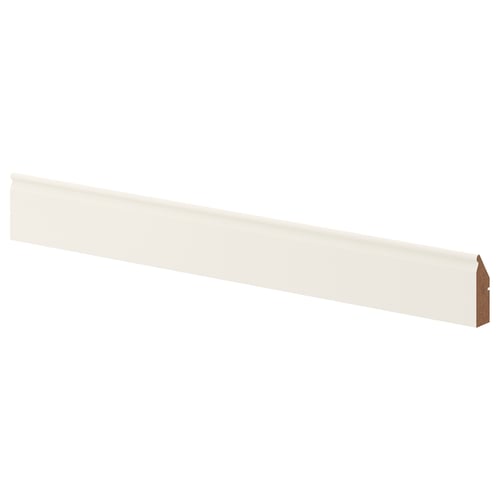 A white FÖRBÄTTRA kitchen plinth made of fiberboard with a plastic foil finish. It is rectangular and designed for base cabinets.