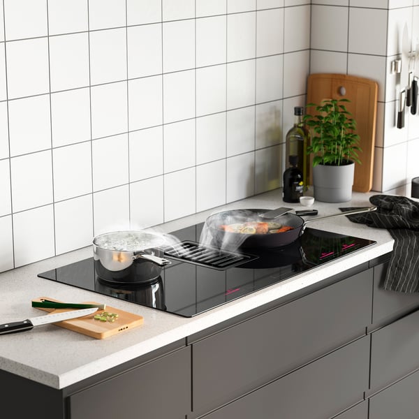 FÖRDELAKTIG Induction hob/integrated extractor black IKEA