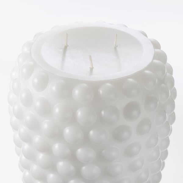 FRAMBRINGA Unscented block candle, 3 wicks, white, 19 cm