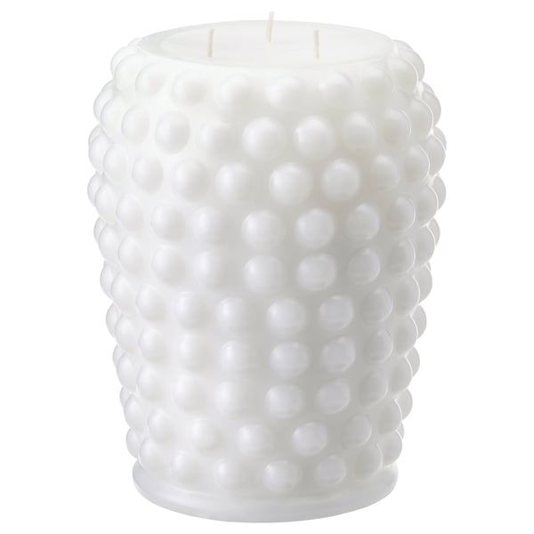 FRAMBRINGA Unscented block candle, 3 wicks, white, 19 cm
