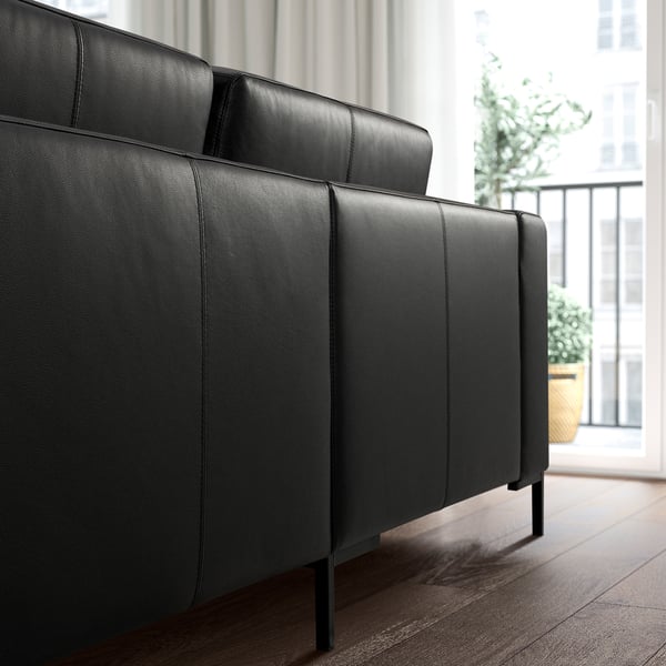 FULLERÖ 3-seat sofa w chaise longue, right, Grann black/metal