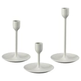 FULLTALIG Candlestick, set of 3, light grey-beige