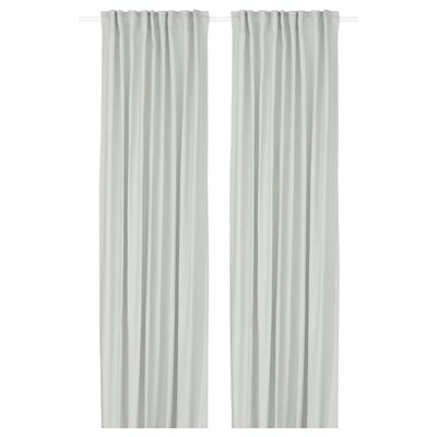 GINSTMOTT Curtains, 1 pair, white/with heading tape, 145x300 cm