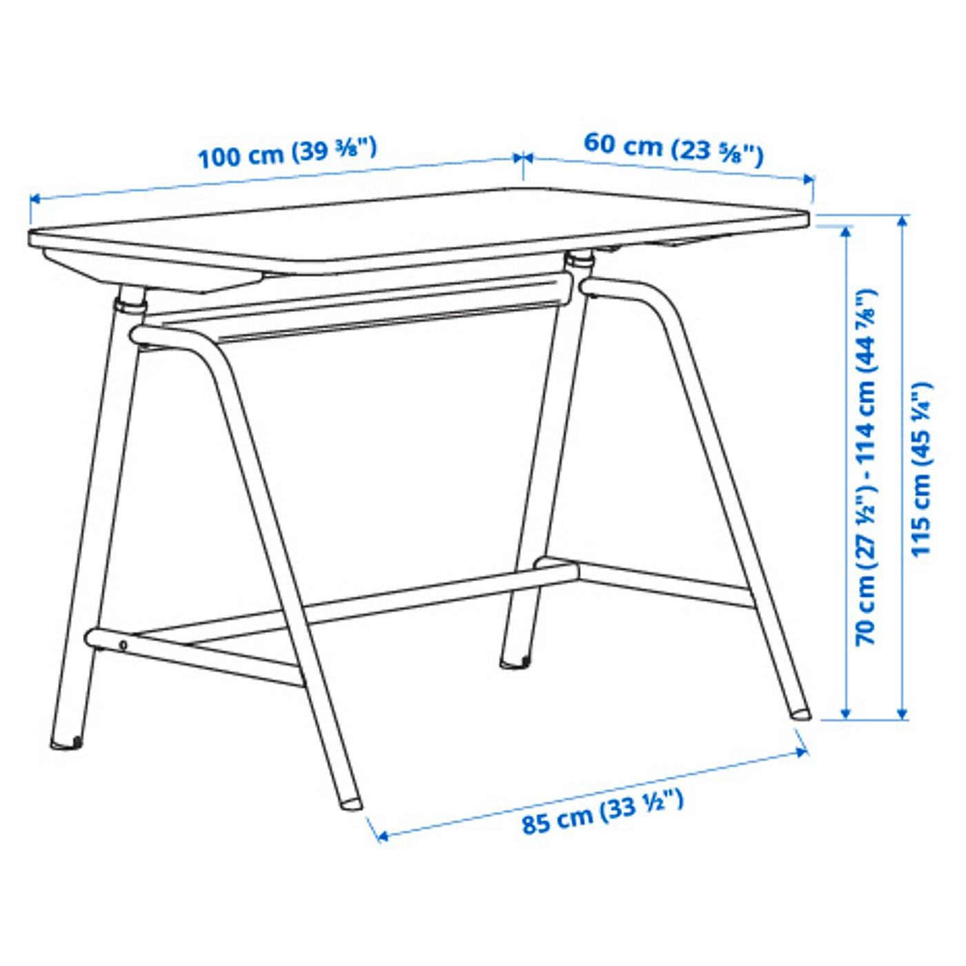 GLADHÖJDEN desk sit/stand, white, 100x60 cm - IKEA Switzerland