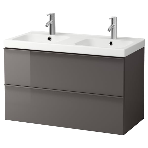 Godmorgon Odensvik Wash Stand With 2 Drawers High Gloss Grey Dalskar Tap 103x49x64 Cm Ikea Switzerland
