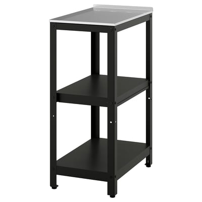 GRILLSKÄR Kitchen island, black/stainless steel outdoor, 39x61 cm