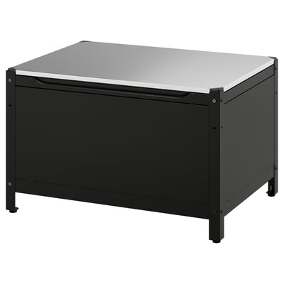 GRILLSKÄR Storage box, black stainless steel/outdoor, 86x61 cm