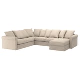 GRÖNLID Cover for corner sofa-bed, 5-seat, with chaise longue/Hillared beige