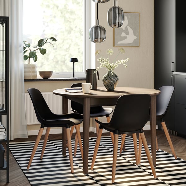 GRÖNSTA Chair, in/outdoor black/light brown/wood
