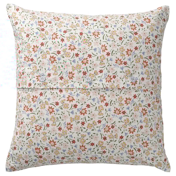 GULLNATTLJUS Cushion cover, white/floral pattern, 50x50 cm
