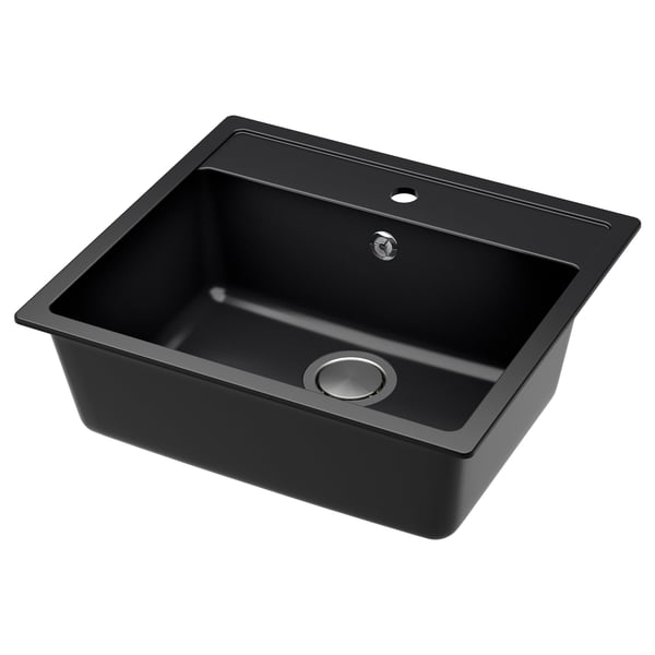 Hallviken Inset Sink 1 Bowl Black Quartz Composite For Custom Made Worktop Quartz 56x50 Cm Ikea Switzerland
