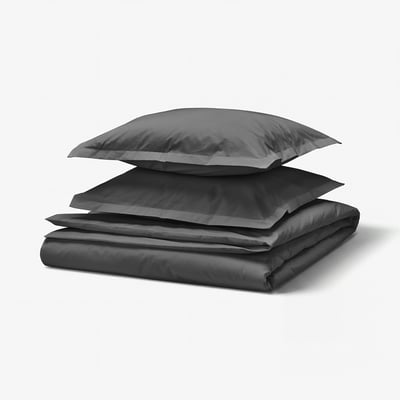 HAMPFLOCKEL Duvet cover and 2 pillowcases, dark grey, 240x220/50x60 cm