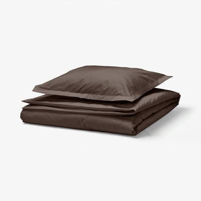 HAMPFLOCKEL Duvet cover and pillowcase, brown, 150x200/50x60 cm