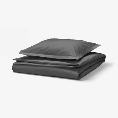 HAMPFLOCKEL Duvet cover and pillowcase, dark grey, 150x200/50x60 cm
