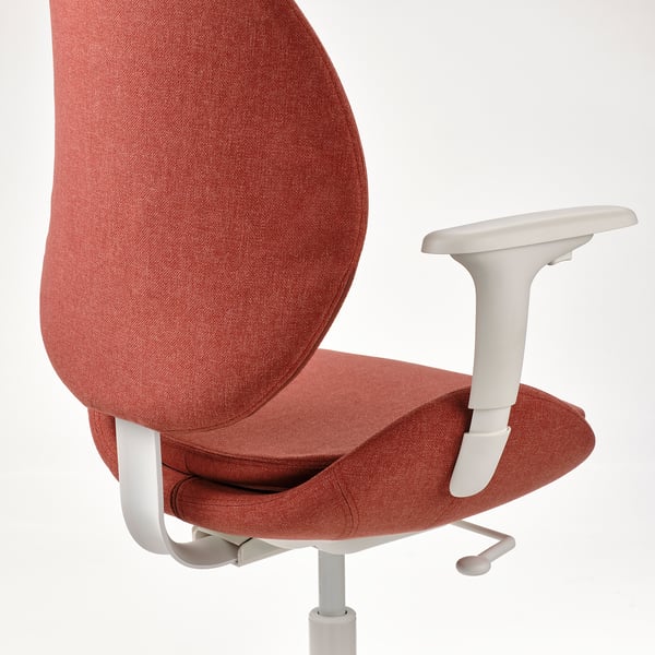 HATTEFJÄLL Office chair with armrests, Gunnared red/white