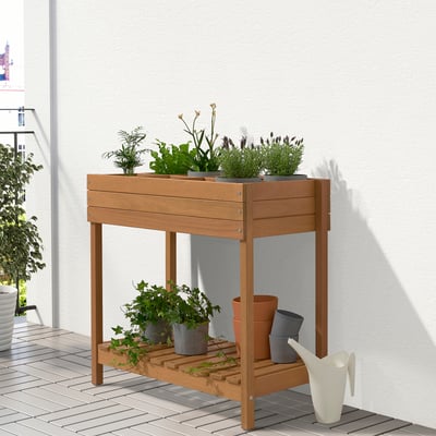 HATTHOLMEN Plant stand, stained eucalyptus/outdoor