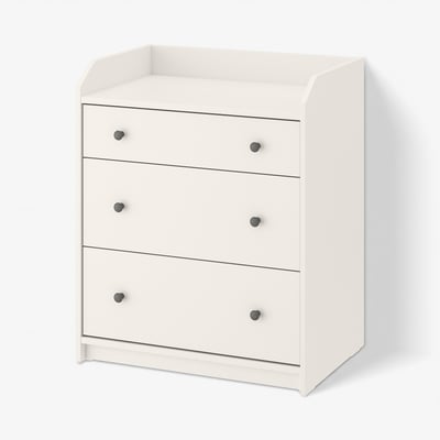 HAUGA Chest of 3 drawers, white, 70x46x84 cm