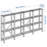HEJNE 4 sections/shelves, pine, 307x50x171 cm