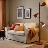 HEKTAR Floor lamp with 3-spot, brown-red