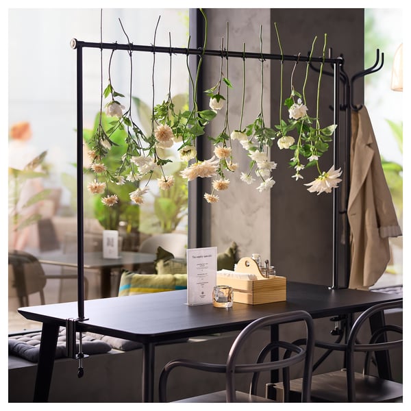 HELGEÖ Decorating rod for table, black adjustable/outdoor indoor, 115/235x116 cm