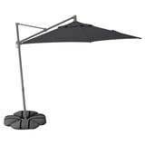 HISSÖ / IGGÖN Parasol, hanging with base, anthracite/dark grey, 300 cm