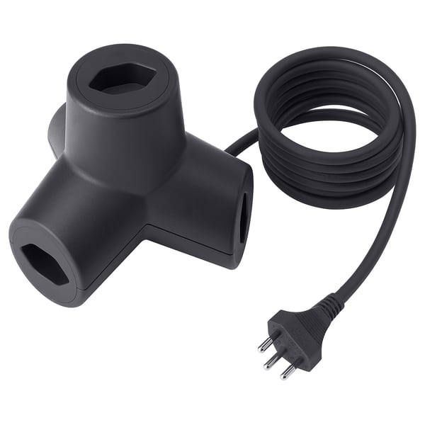 HORNFELS Extension cord, dark grey, 1.8 m