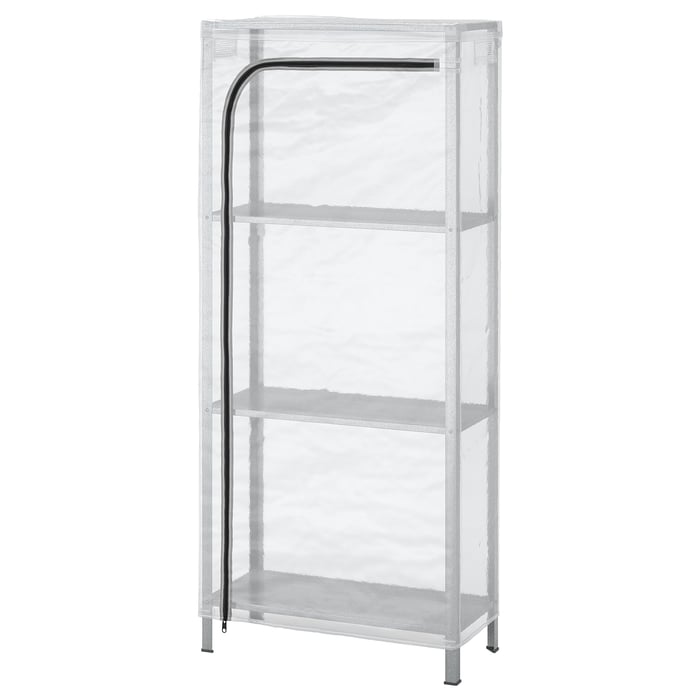 HYLLIS shelving unit with cover, transparent, 60x27x140 cm IKEA