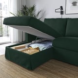 HYLTARP 3-seat sofa w chaise longue, left, Tallmyra dark green