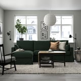 HYLTARP 3-seat sofa w chaise longue, left, Tallmyra dark green