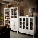 IDANÄS High cabinet w gls-drs and 1 drawer, white, 81x39x211 cm