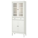 IDANÄS High cabinet w gls-drs and 1 drawer, white, 81x39x211 cm